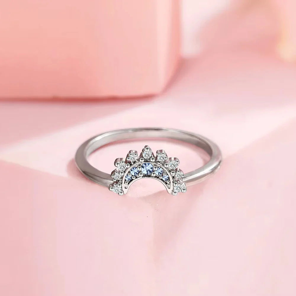 Couple Rings Sun Ring in Moon Zircon