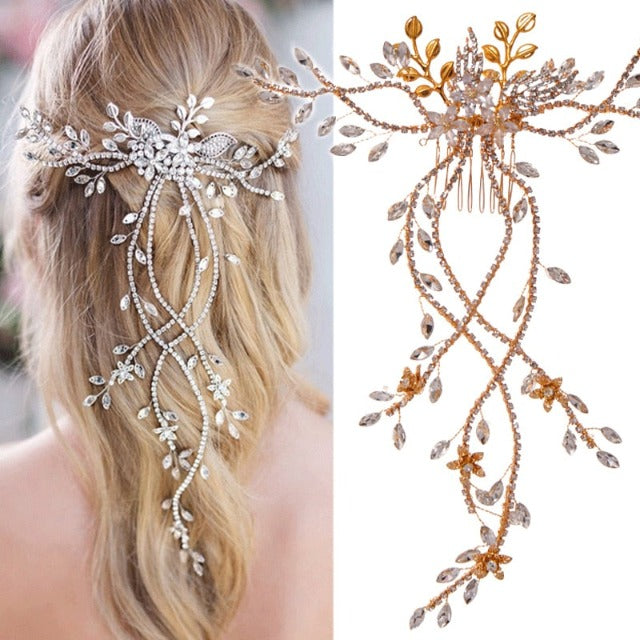 Wedding Hair Clip Flowers and Diamonds