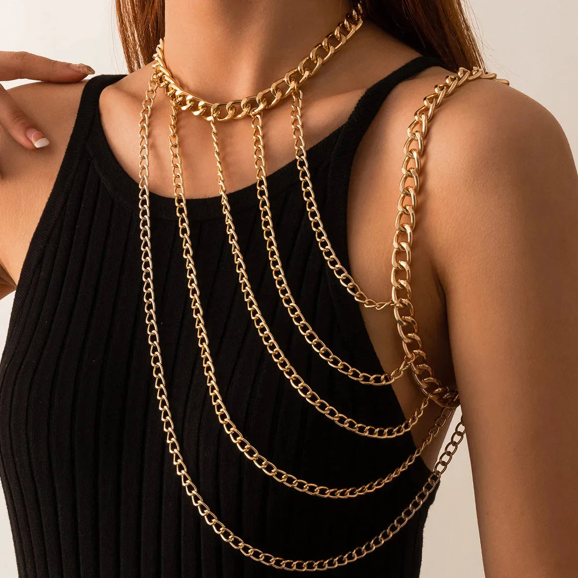 Women's Chain Shoulder Jewelry - Gold Collarbone & Shoulder