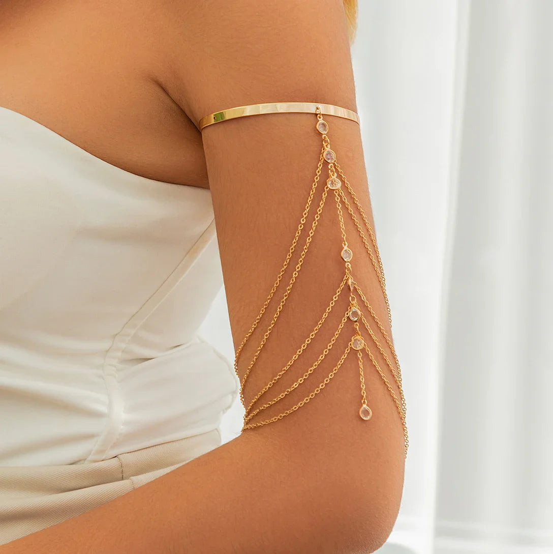 Elegant Biceps Jewelry - Arm Bracelet and Upper Arm Chain Ornament for Women Gold