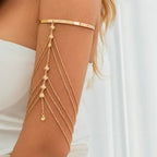 Women's Bicep Jewelry and Arm Bracelet - Elegant Gold Arm Chain Ornament