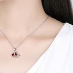 Heart Jewelry Necklace and Red Earrings