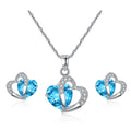 Heart Jewelry Necklace and Blue Earrings