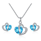 Heart Jewelry Necklace and Blue Earrings