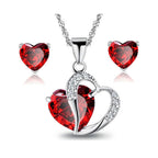 Heart Jewelry Necklace and Red Earrings