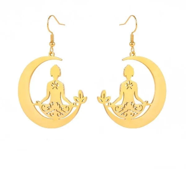 Buddhism Meditation Earring Gold