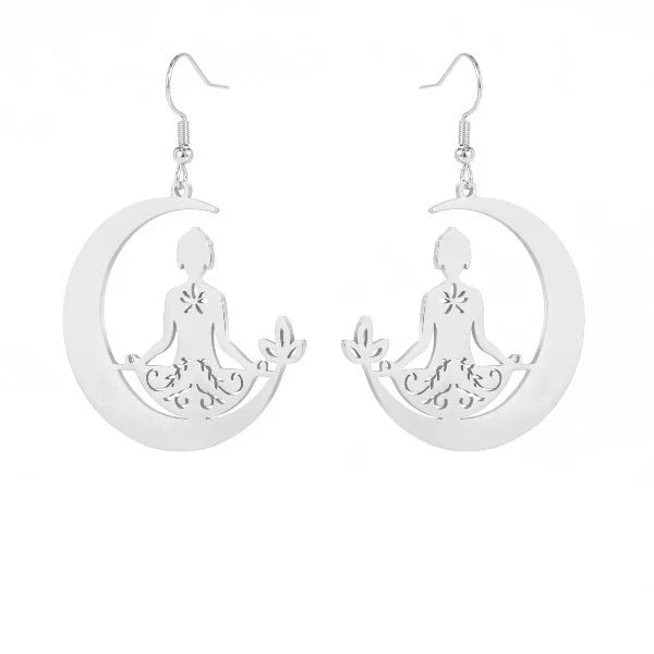 Buddhism Meditation Earring Silver