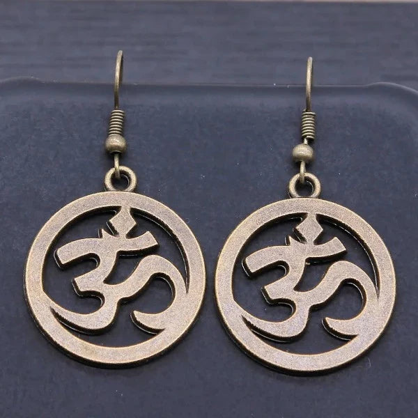 Buddhism Om Bronze Earring
