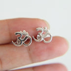 Silver Buddhist Om Earring