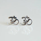 Silver Buddhist Om Earring