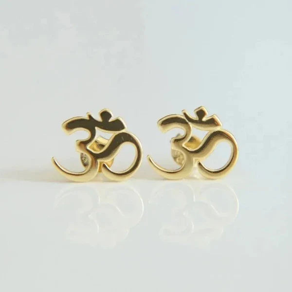 Gold Buddhist Om Earring