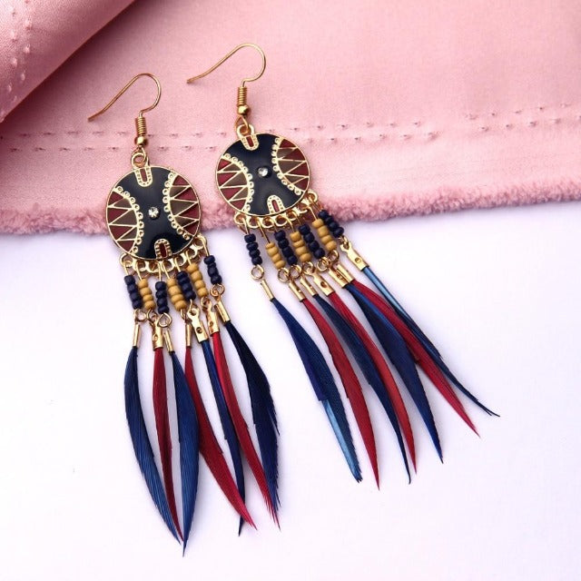 African Ethnic Earring blue and red