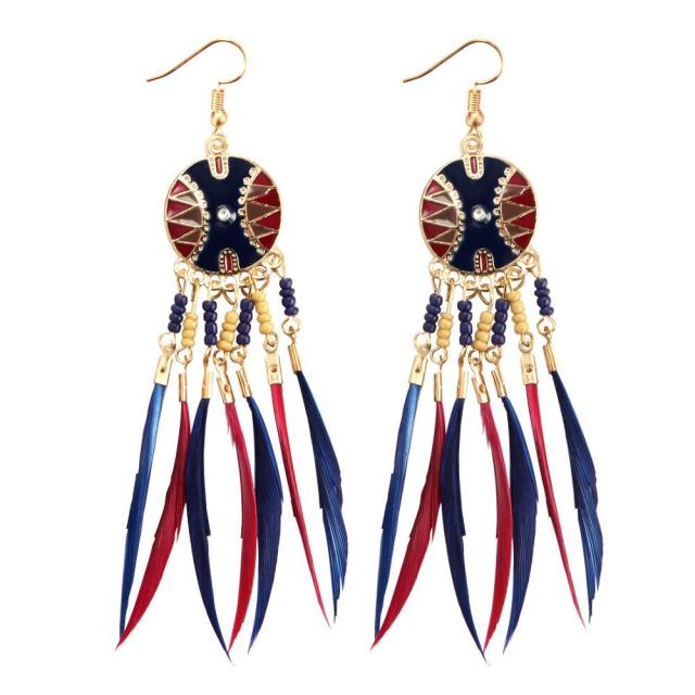 African Ethnic Earring blue and red