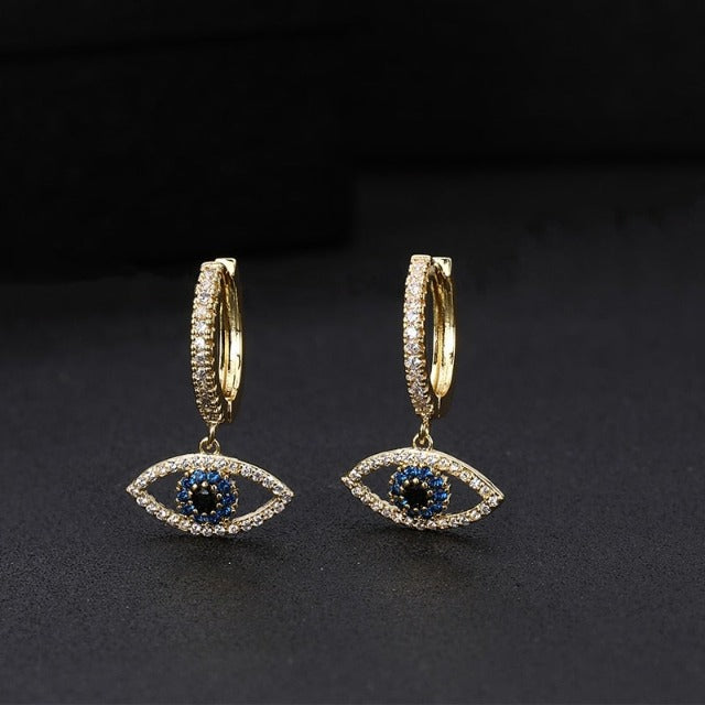 Blue Eye Gold Earring