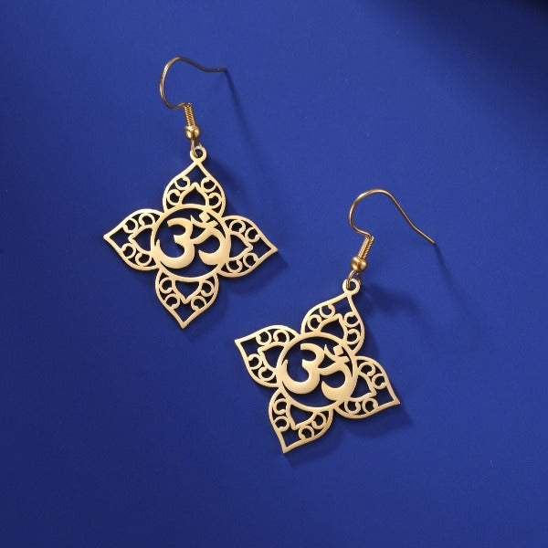 Buddhist Om Gold Earring