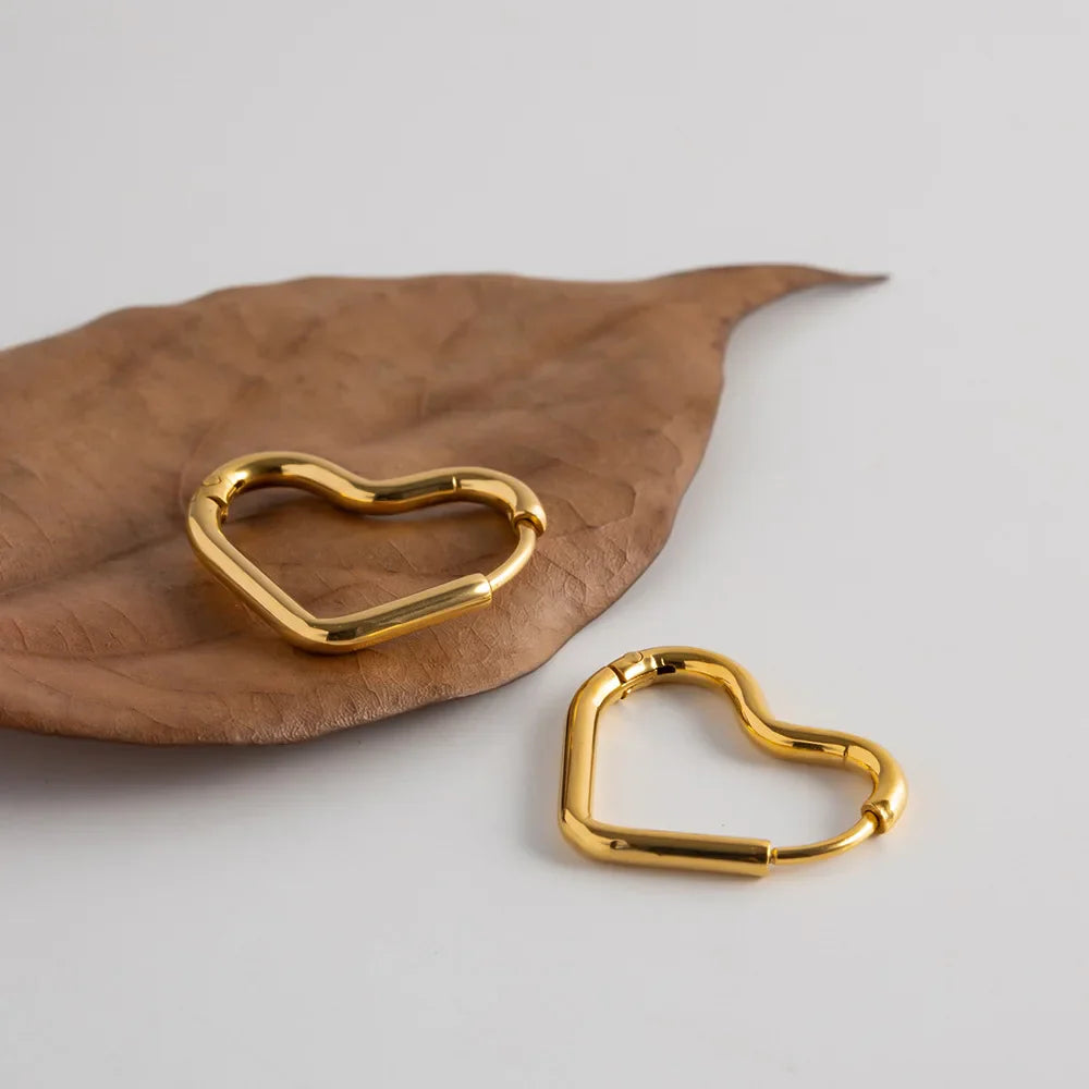 Women's Gold Heart Hoop Earrings gold