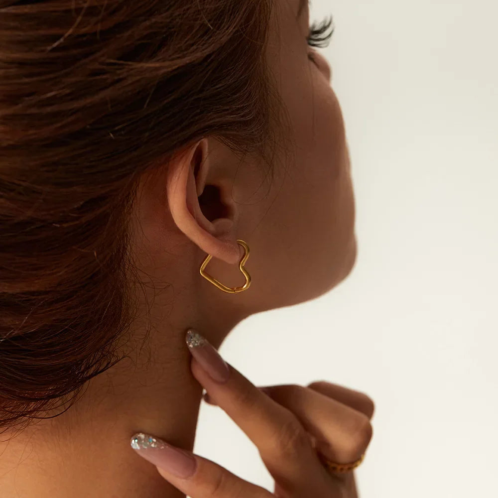 Women's Gold Heart Hoop Earrings gold