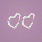 Women's Silver Heart Hoop Earrings silver