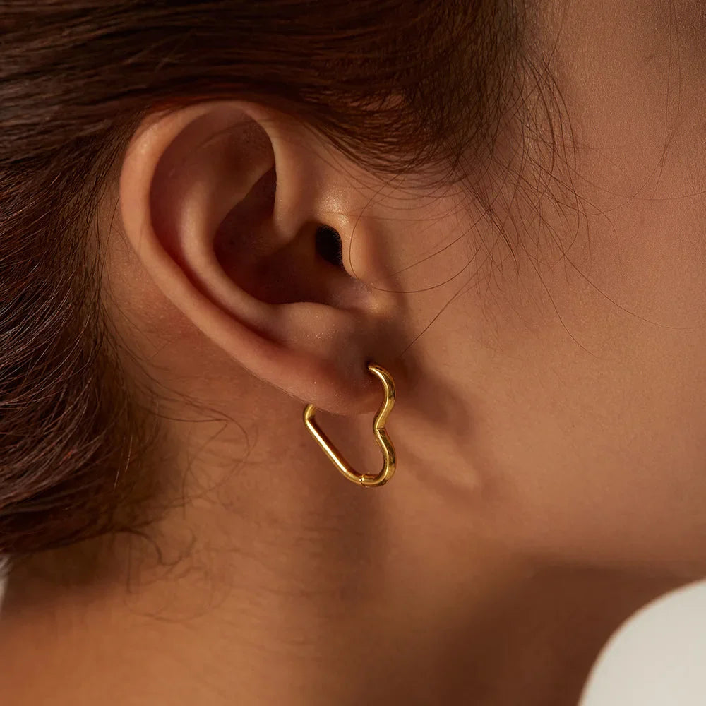 Women's Gold Heart Hoop Earrings gold