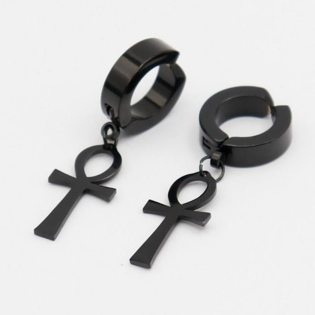 Black Ankh Earrings
