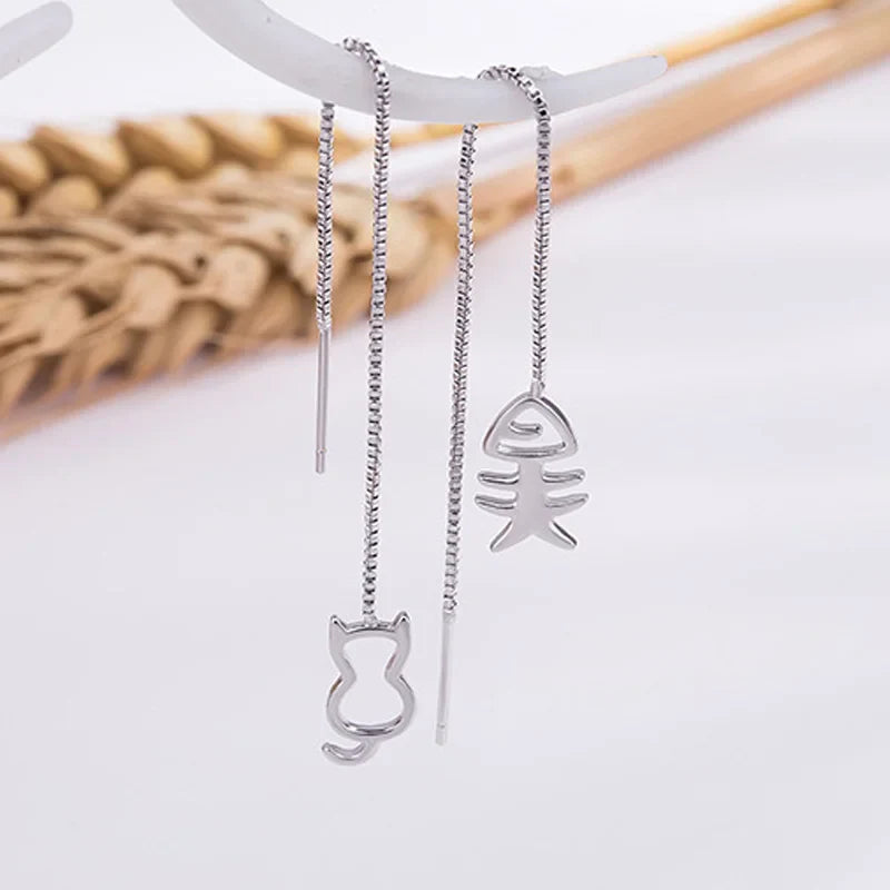 Cute Cat Earrings Silver