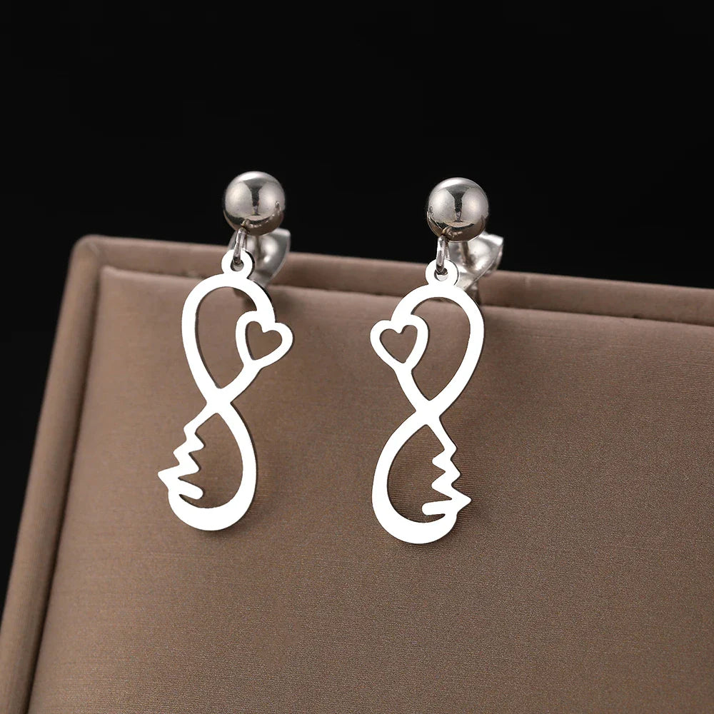 Infinity Heart Earrings Silver