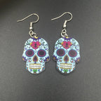 Mexican Skull Head Blue Earrings