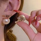 Bee and White Pearl Earrings