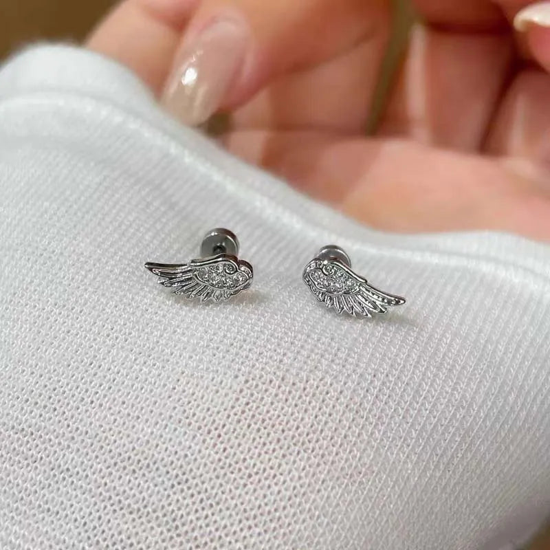 White angel wing earrings