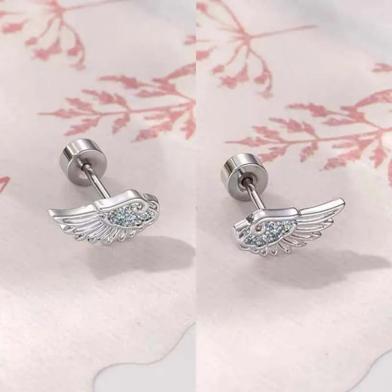 Blue angel wing earrings