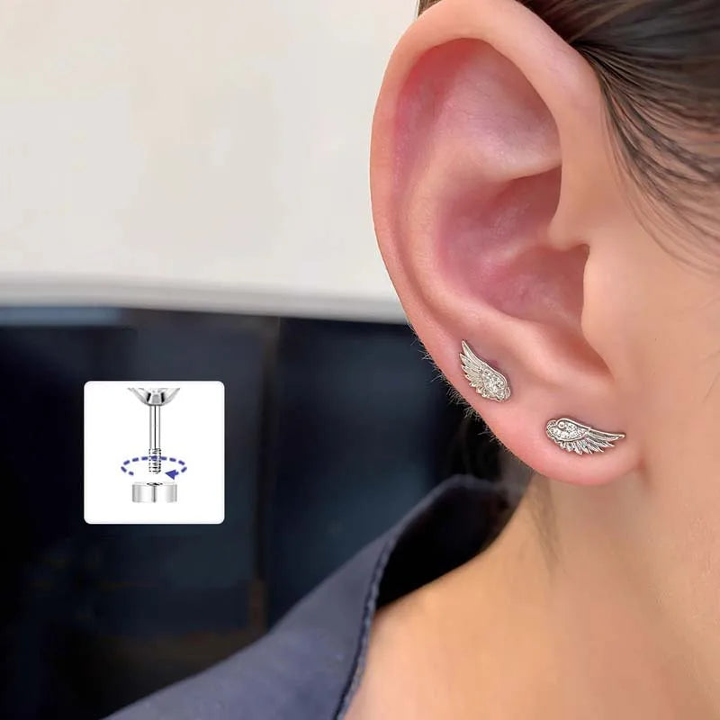 White angel wing earrings