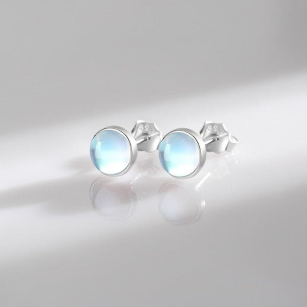 Silver Earrings for Women Moonstone Stud