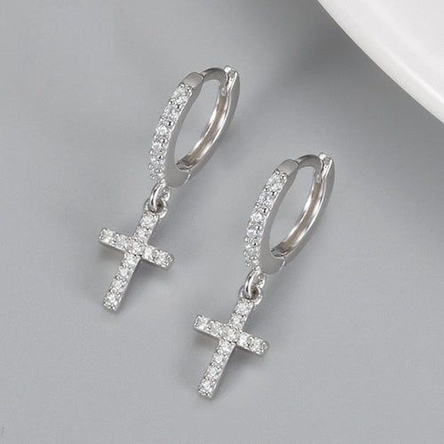 Earrings with Gold & Silver Cross silver