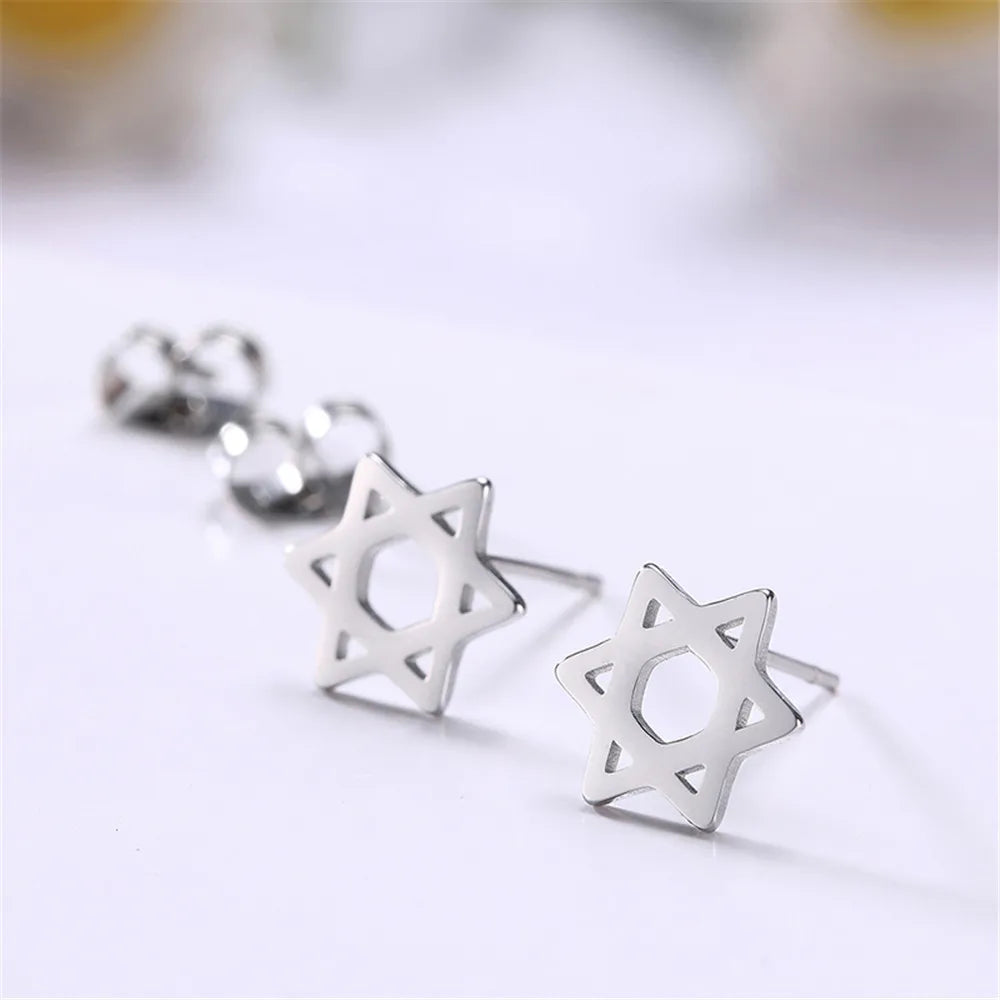 David star earrings, symbolic Jewish jewelry, silver