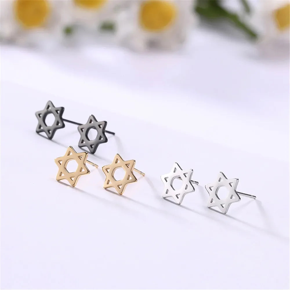 David star earrings, symbolic Jewish jewelry, gold