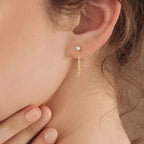 Chain Earrings with April Birthstone