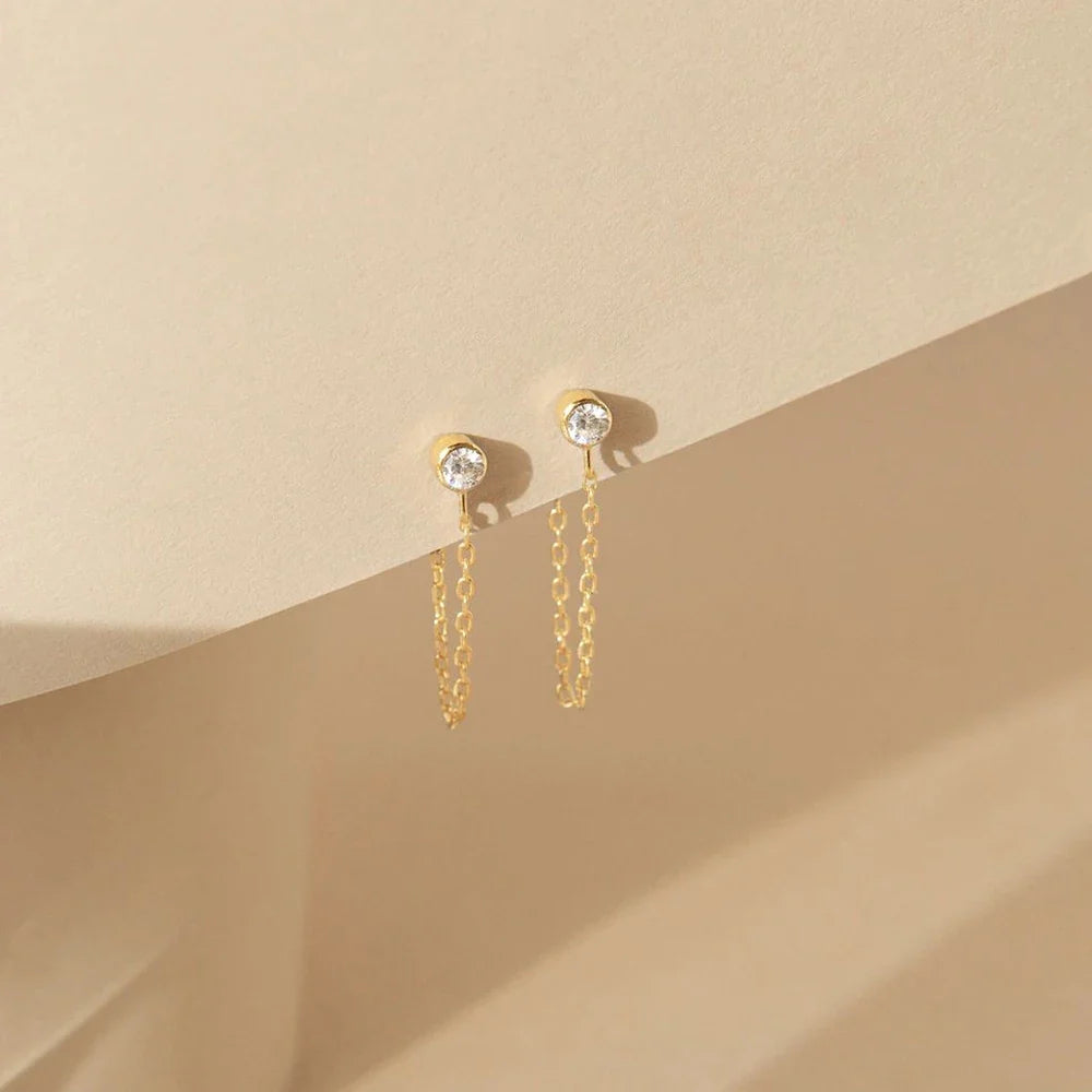 Chain Earrings with Birthstone