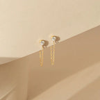 Chain Earrings with Birthstone
