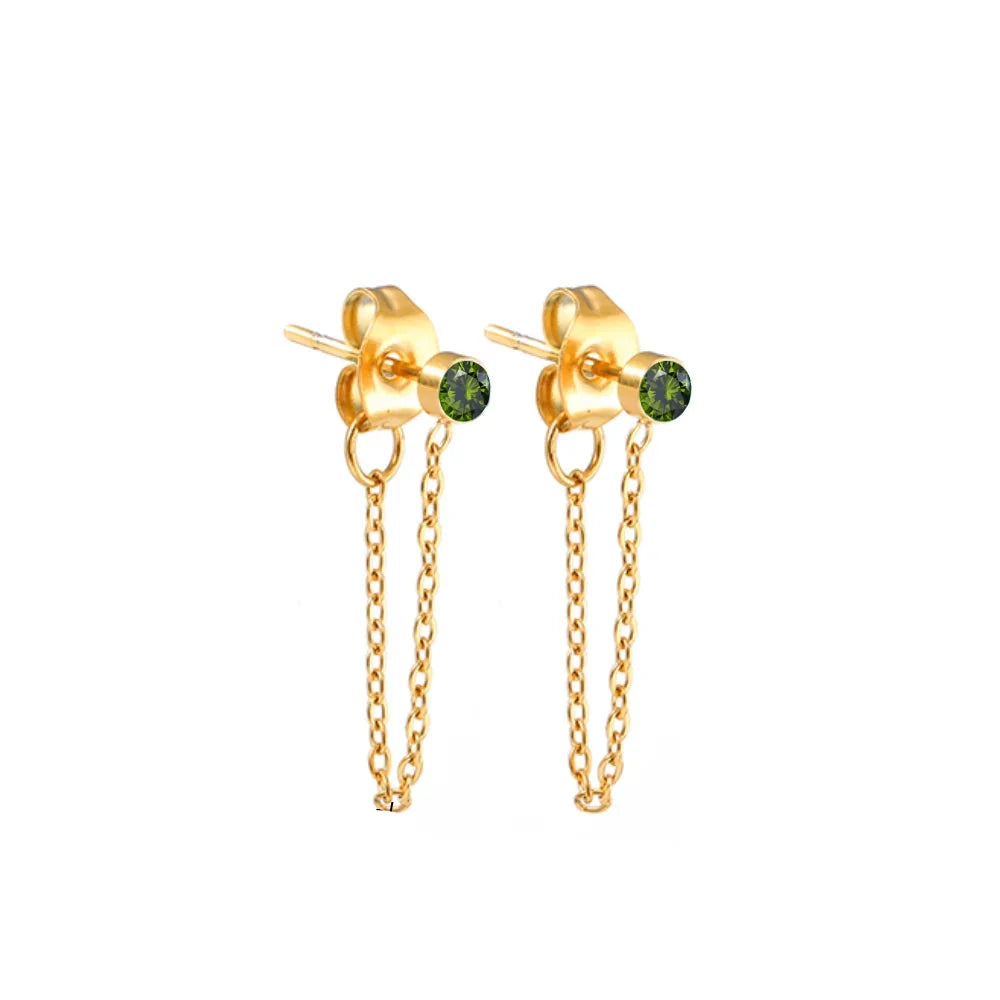 Chain Earrings with August Birthstone