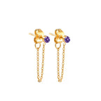 Chain Earrings with February Birthstone