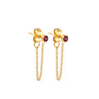 Chain Earrings with January Birthstone