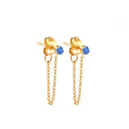 Chain Earrings with March Birthstone
