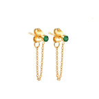 Chain Earrings with May Birthstone