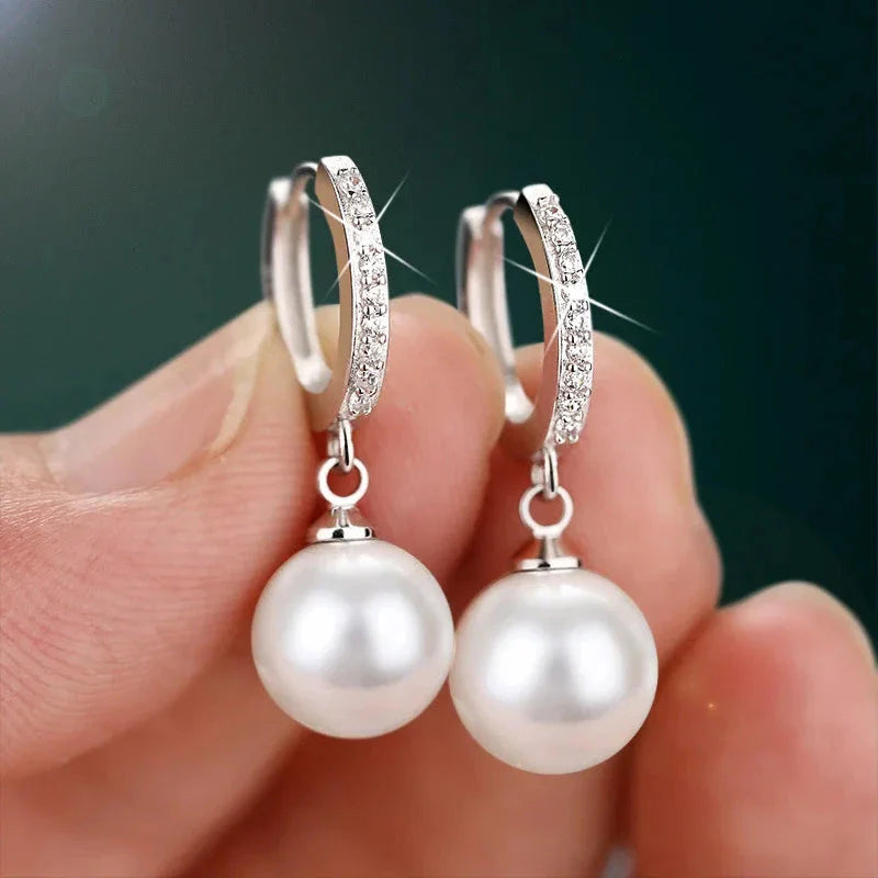 Classic Earrings with Pearl and Zircon