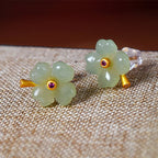 Stud Earrings with Four-Leaf Clover