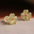 Stud Earrings with Four-Leaf Clover