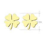Stud Earrings with Four-Leaf Clover Lucky Charm