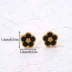 Stud Earrings with 5-Leaf Clover