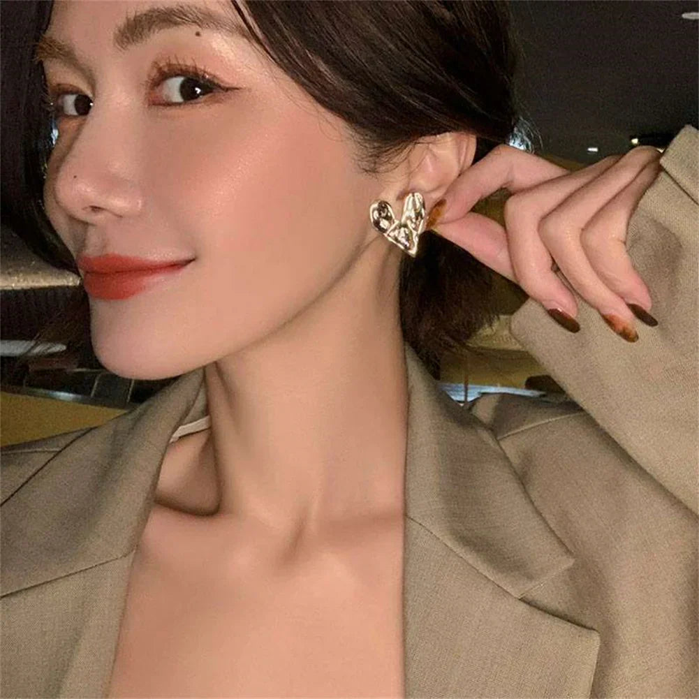 Silver Heart Stud Earrings