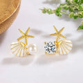 Stud Earrings Shells and Pearl